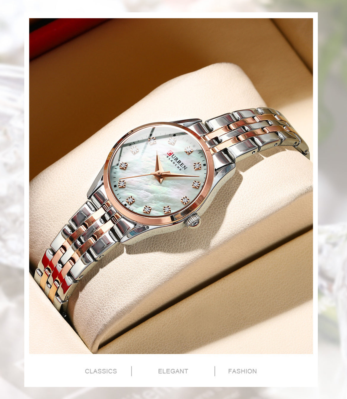 CURREN Fashionable Two-Tone Bracelet Watch for Women (Comes Boxed)