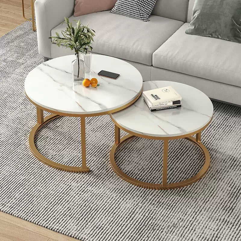 Modern Marble-Style Nesting Coffee Table Set (70x50cm)