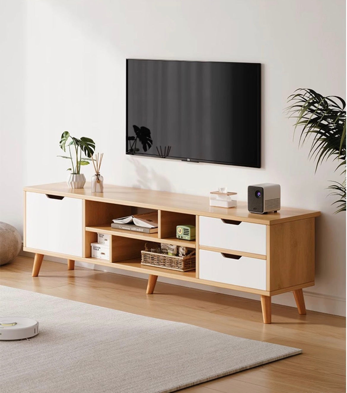 Nordic Wooden TV Console Cabinet with Storage – 120cm Media Unit
