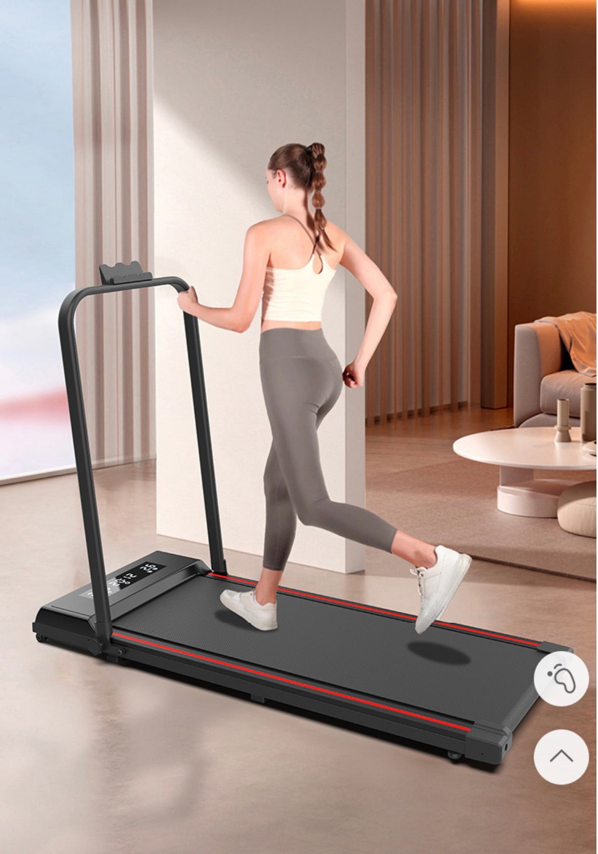 Foldable Home Walking & Jogging Treadmill with LED Display and Safety Handlebars