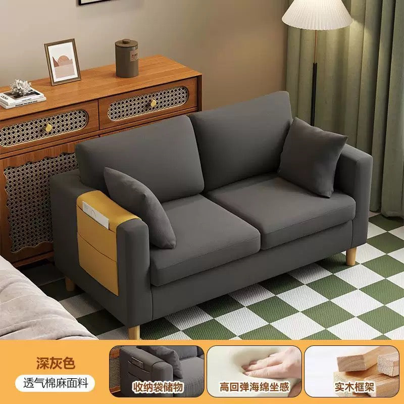 Modern Compact Fabric Sofa with Storage pockets