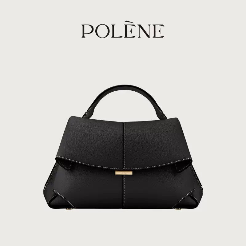 Polène-Inspired Mini Top Handle Leather Handbag (Elegant Flap Design)