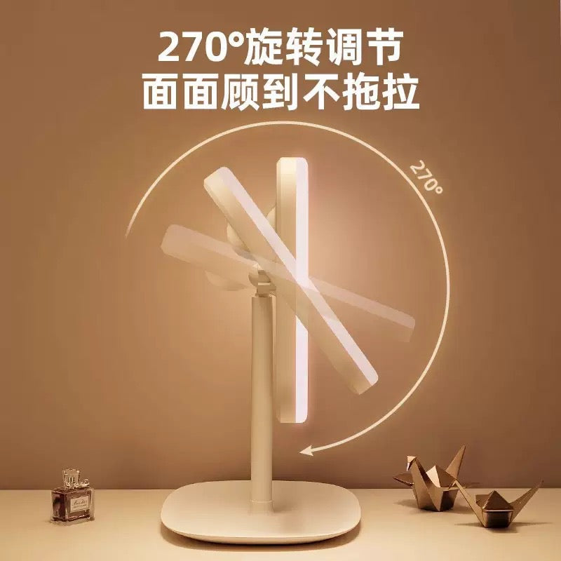 LED vanity / makeup mirror with ring light (table-top type).
