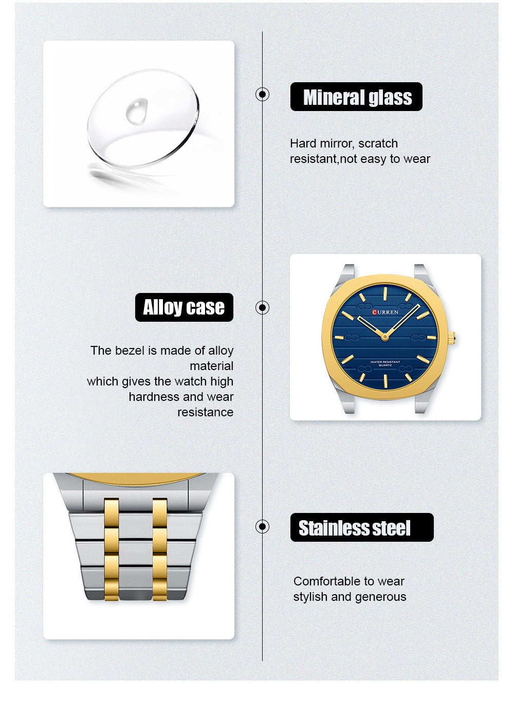 CURREN Elegant Two-Tone Stainless Steel Watch (Comes Boxed)