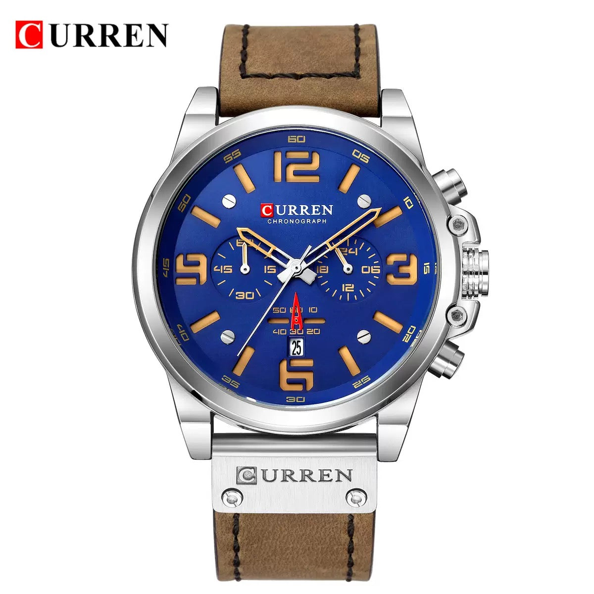 CURREN Men’s Chronograph Leather Strap Watch (Comes Boxed)