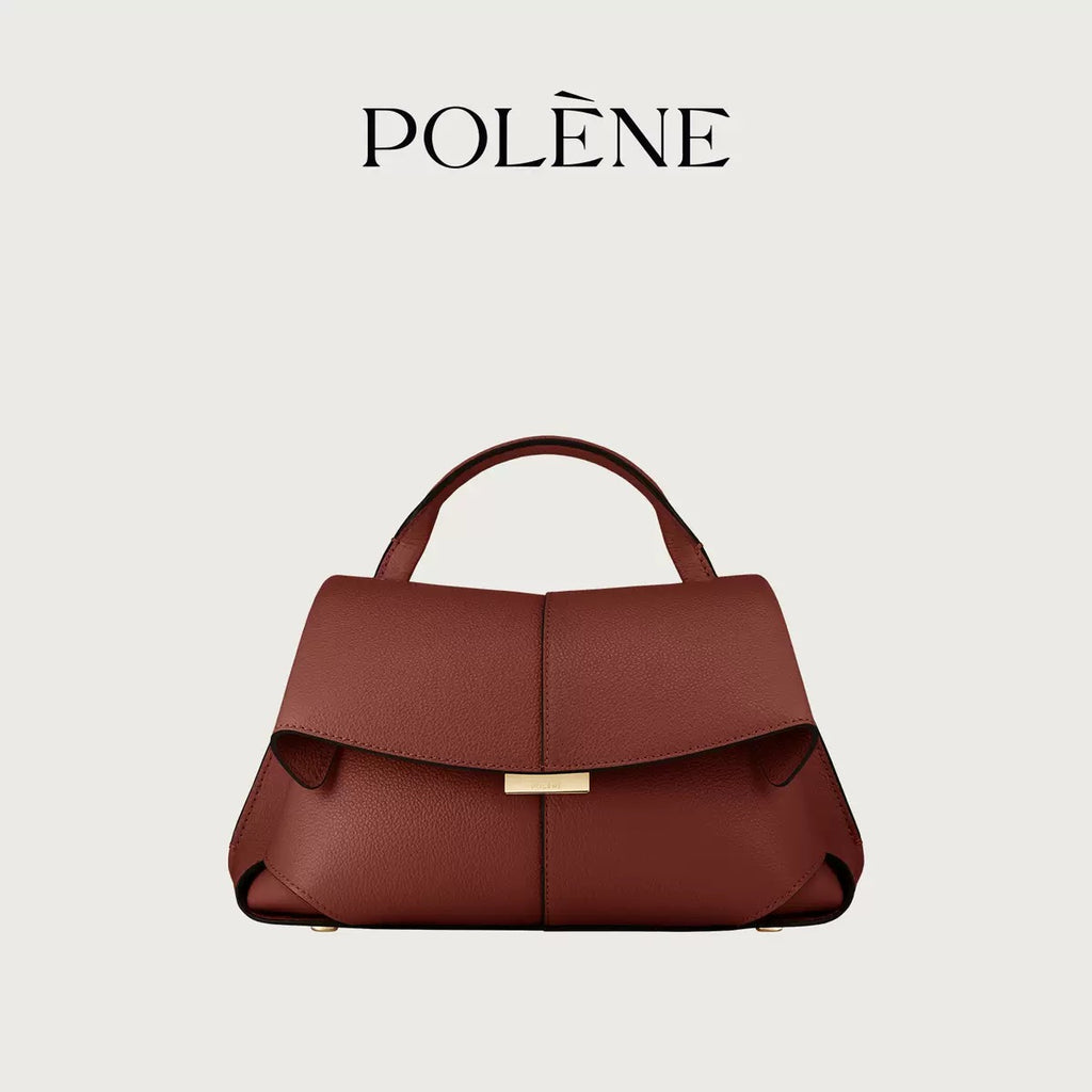 Polène-Inspired Mini Top Handle Leather Handbag (Elegant Flap Design)