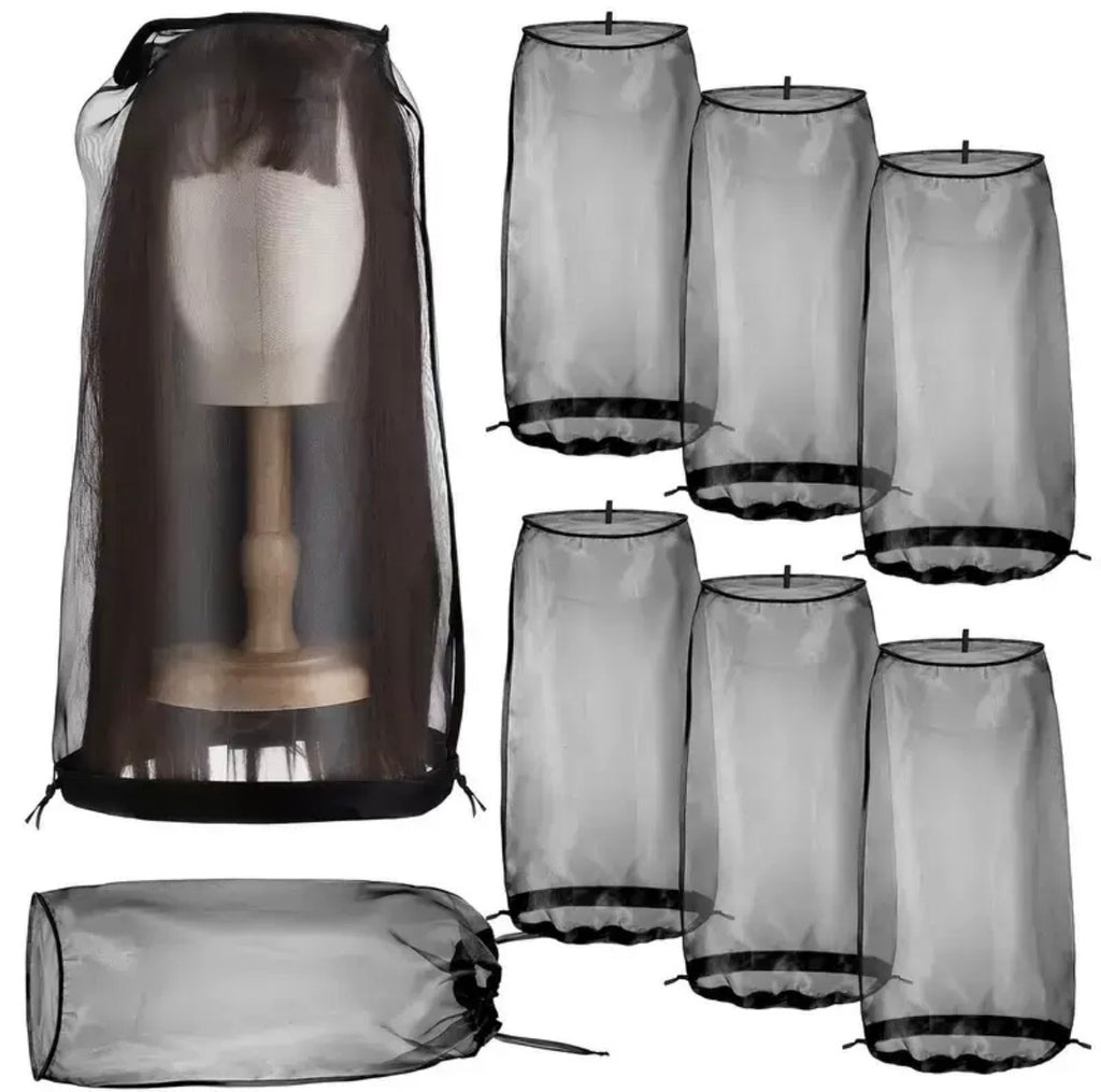 Set of 10 Breathable Wig Storage & Protection Net Set (Dust-Proof Mesh Covers for Wigs)