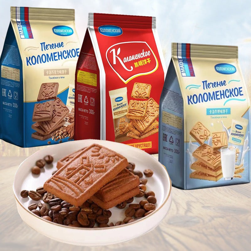 5 Packs of Kolomenskoye Russian Biscuits 300g: Assorted Flavours