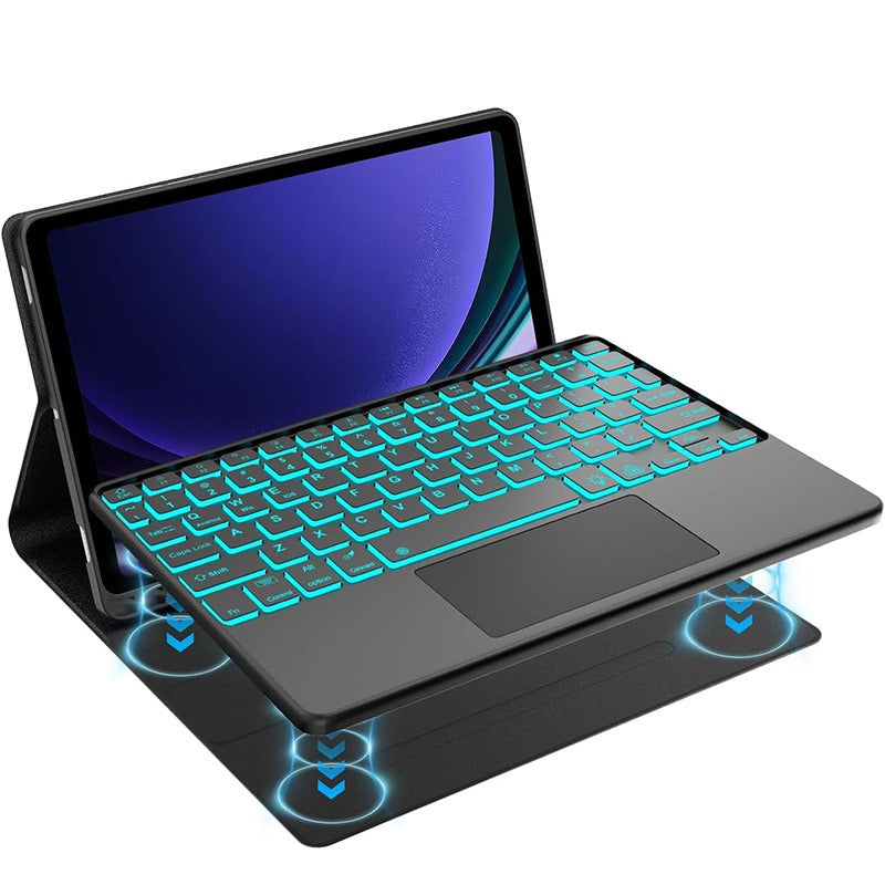 7-Color Backlit Bluetooth Keyboard Case with Touchpad for iPad