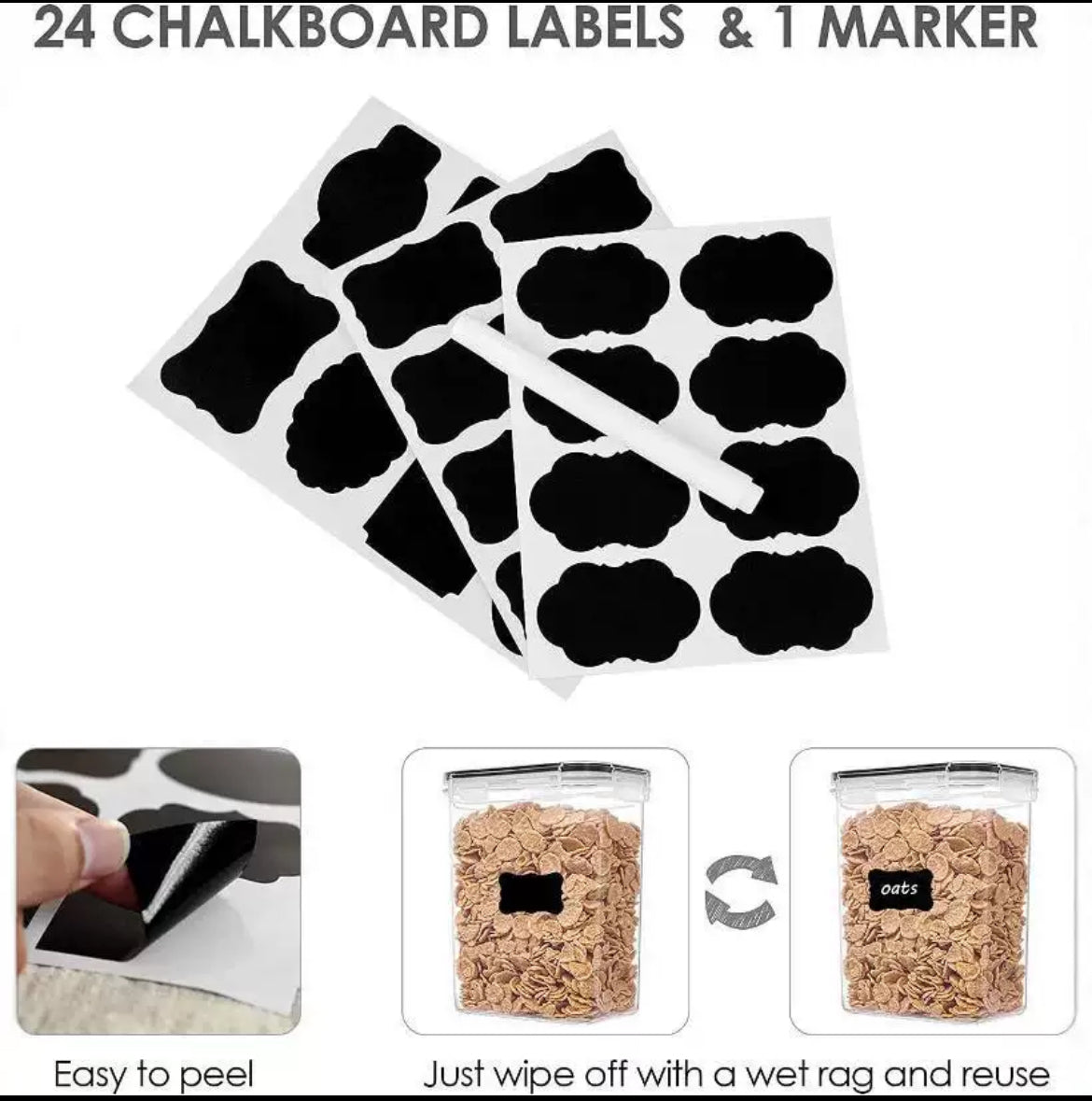 Airtight Storage Containers + Stickers + 1 Marker + Measuring cups