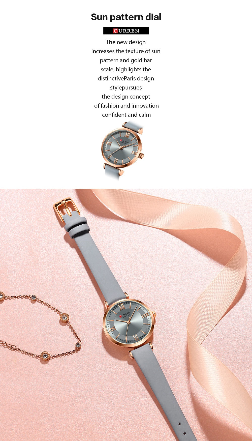 CURREN Women’s Minimalist Roman Dial Leather Watch (Comes Boxed)