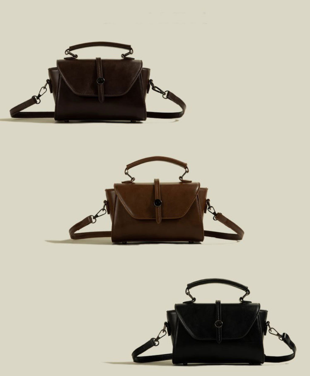Vintage Structured Mini Top-Handle Crossbody Bag