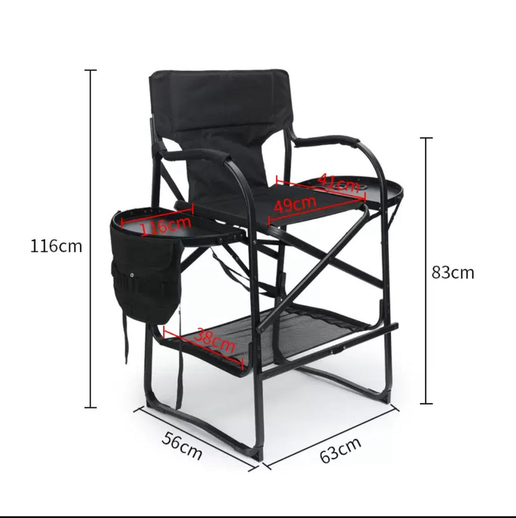 Foldable Makeup Chair with double tray + Free Tools Waist Bag