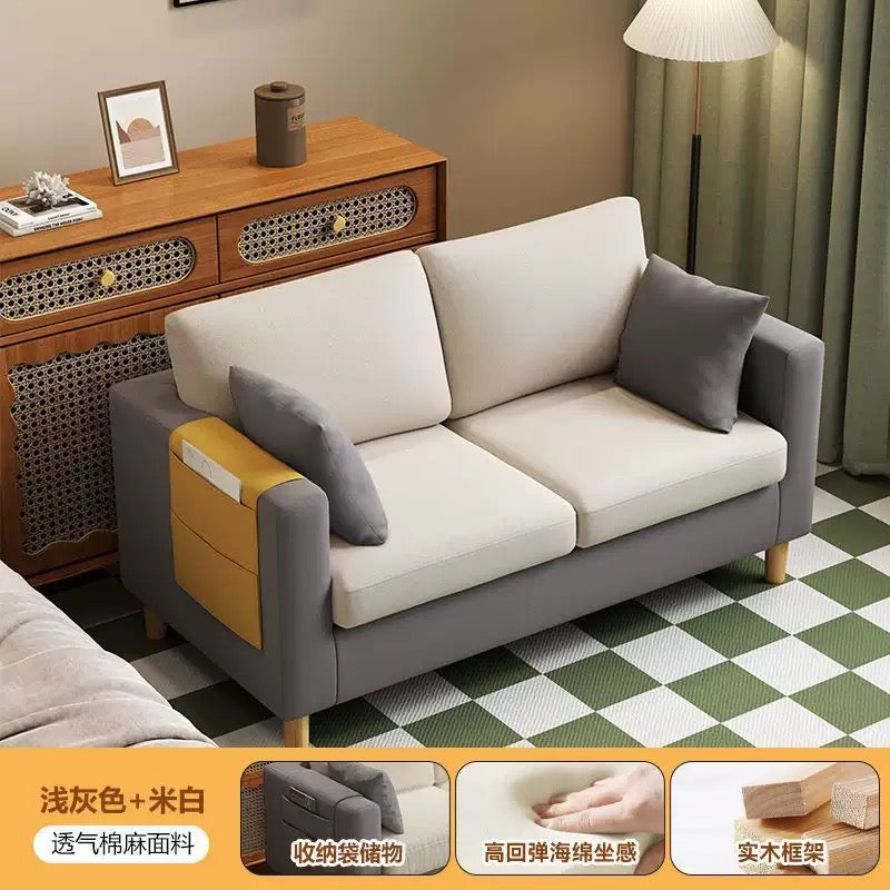 Modern Compact Fabric Sofa with Storage pockets