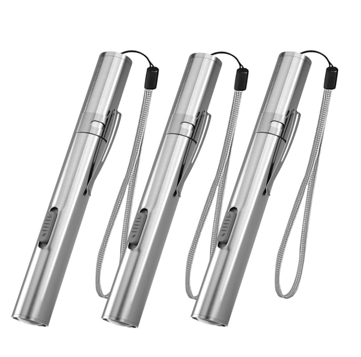 USB Rechargeable Stainless Steel LED Pen Torch (Pack of 2)