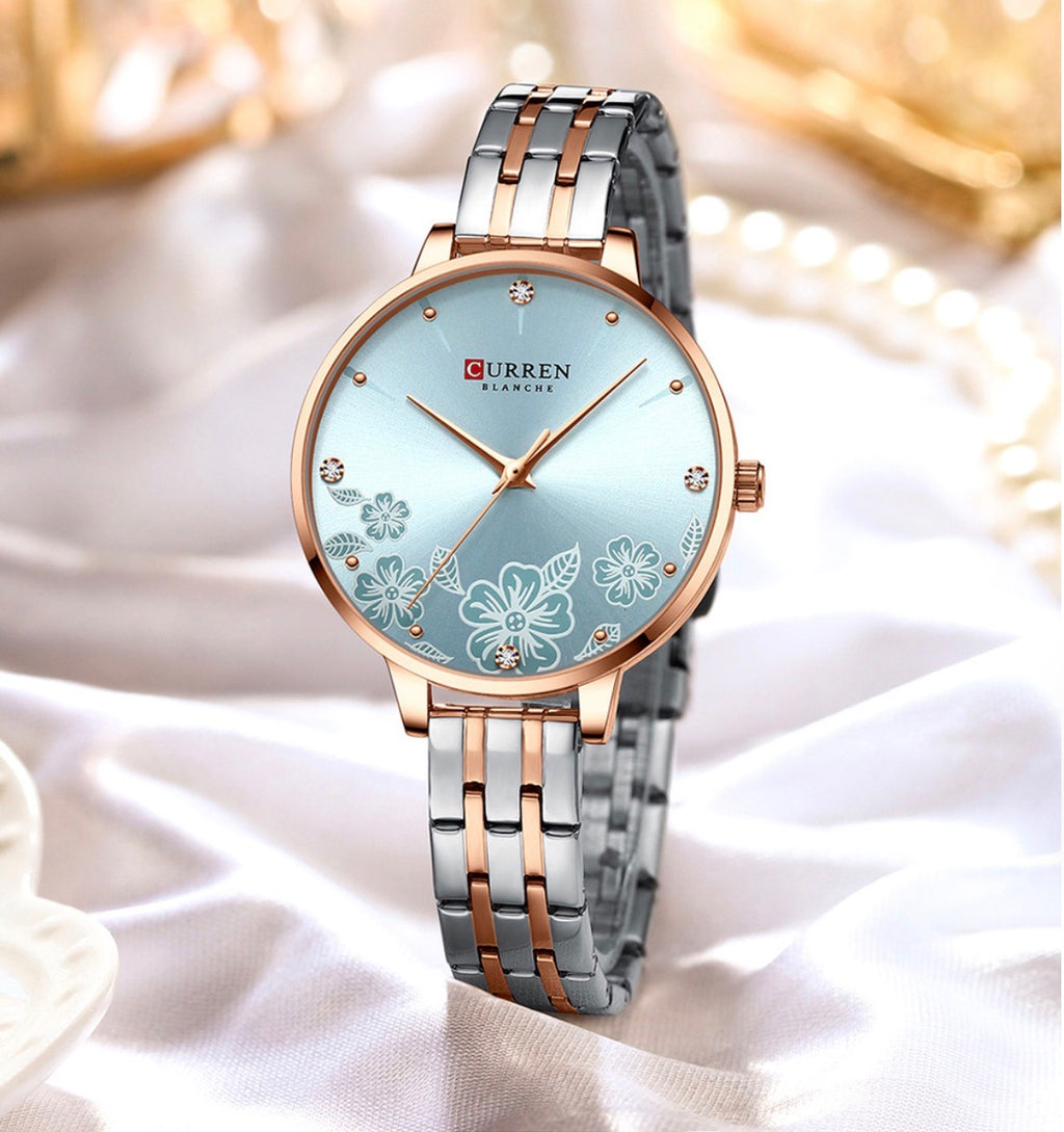 CURREN Blanche Women’s Floral Luxury Bracelet Watch (Comes Boxed)