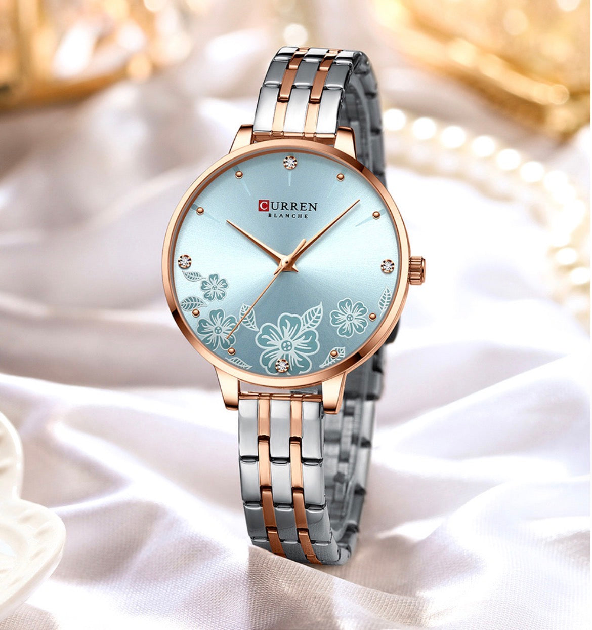 CURREN Blanche Women’s Floral Luxury Bracelet Watch (Comes Boxed)