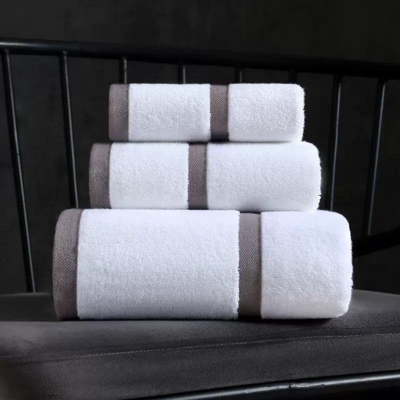 (3-Piece) Cotton Towel Set – Bath, Hand & Face Towels