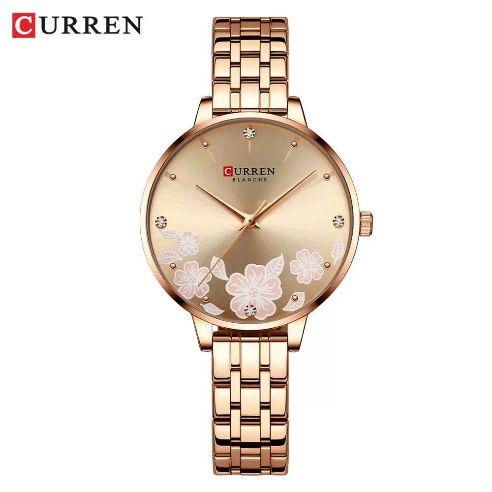 CURREN Blanche Women’s Floral Luxury Bracelet Watch (Comes Boxed)