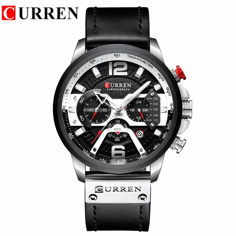 CURREN Sport Chronograph Men’s Leather Strap Watch (Comes Boxed)