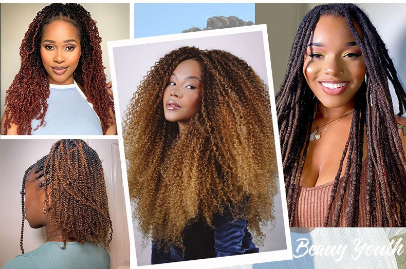 50g 100% Human Hair Afro Kinky Curly Extensions in Assorted Colours and Lengths; 3-4 Packs for a full head