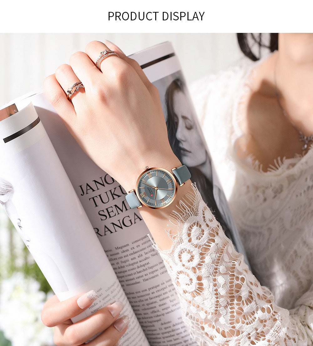 CURREN Women’s Minimalist Roman Dial Leather Watch (Comes Boxed)