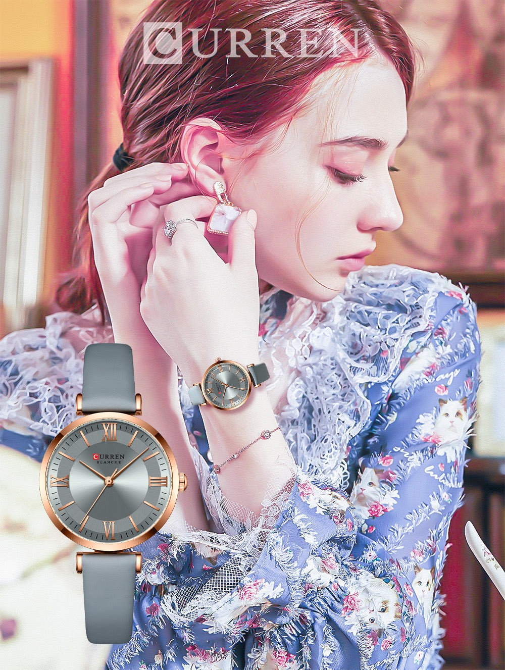 CURREN Women’s Minimalist Roman Dial Leather Watch (Comes Boxed)