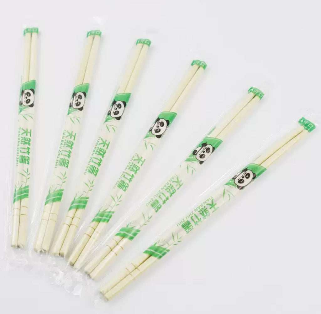 50 Pairs of Individually Wrapped Bamboo Chopsticks (19.5cm, 5.0mm Diameter)