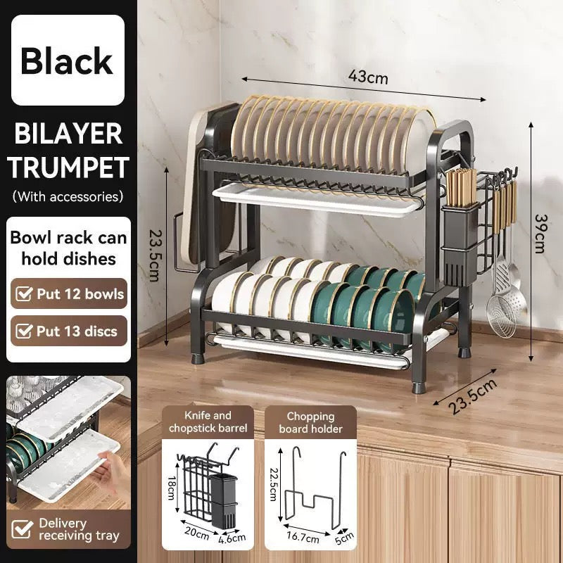 Multi-Layer Kitchen Plate & Cutlery Rack