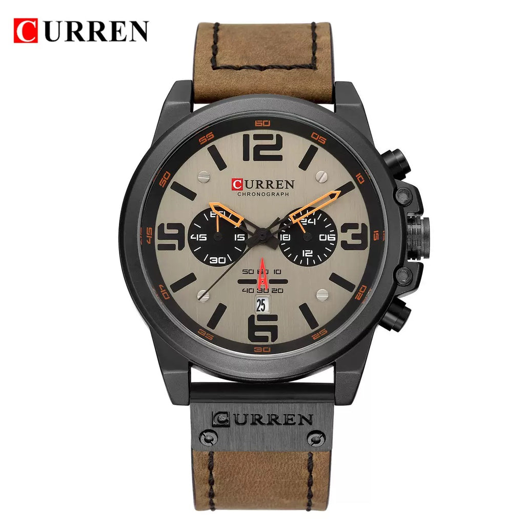 CURREN Men’s Chronograph Leather Strap Watch (Comes Boxed)