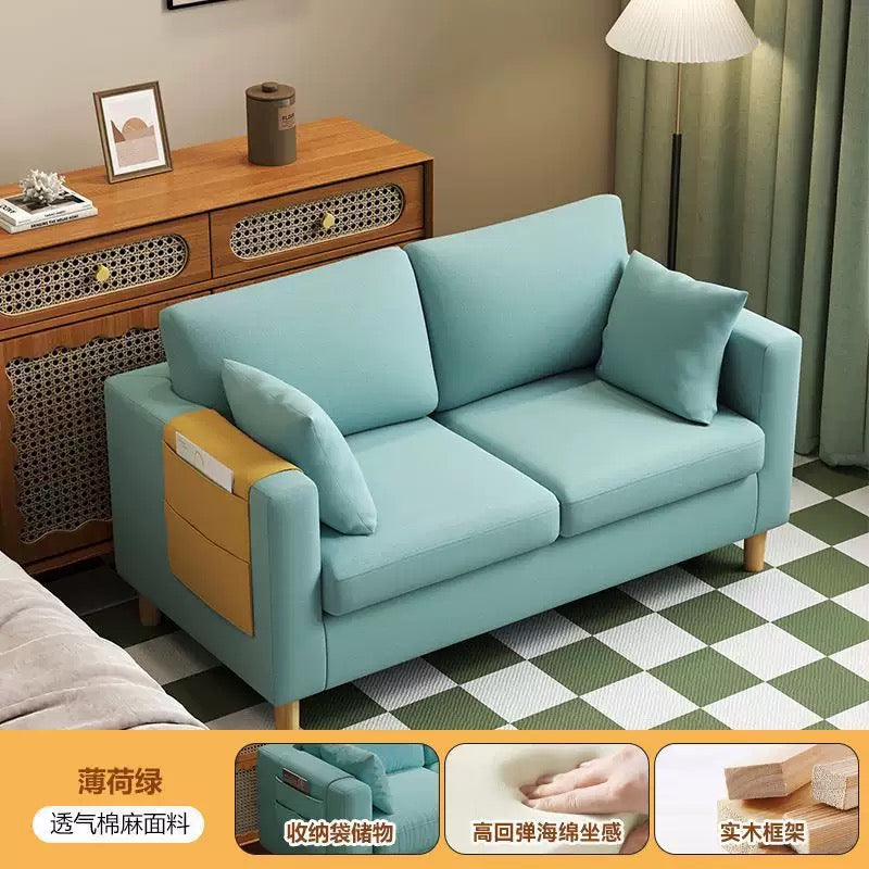 Modern Compact Fabric Sofa with Storage pockets