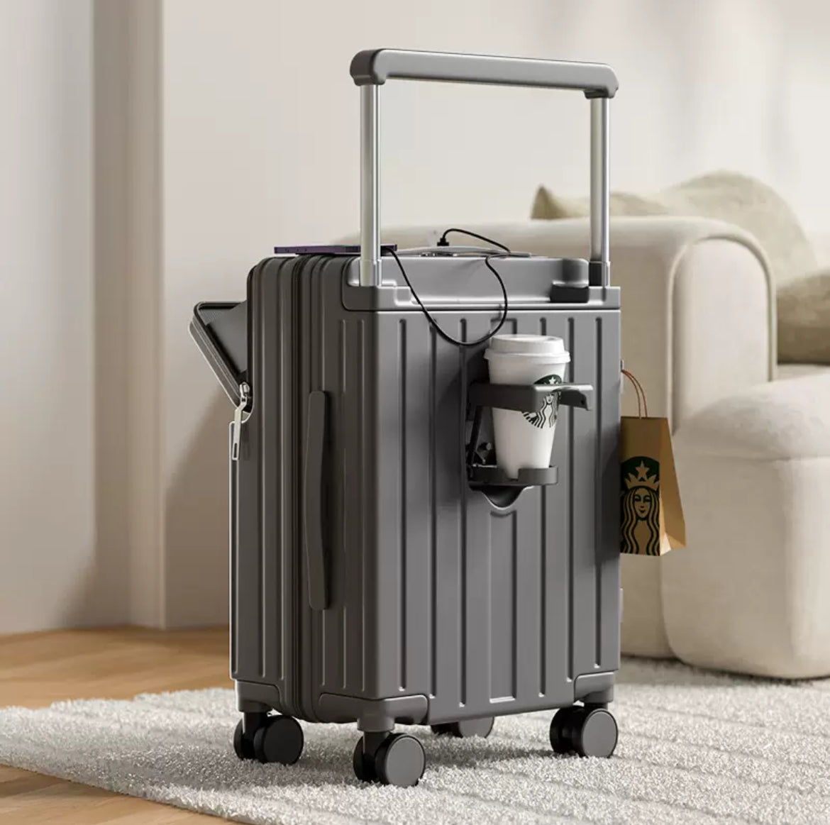 Multi-Function Smart Travel Luggage set (20/24/26”) with USB Charging & Phone Stand