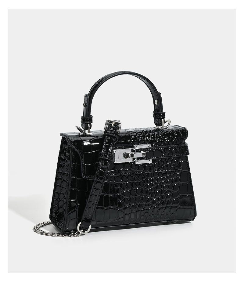 Mini Crocodile-Pattern Top Handle Handbag