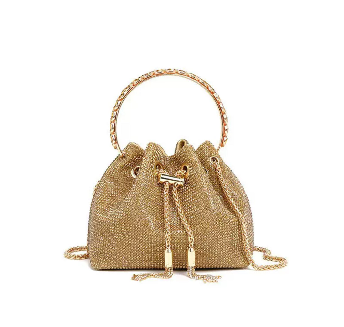 Sparkly Rhinestone Mini Bucket Bag