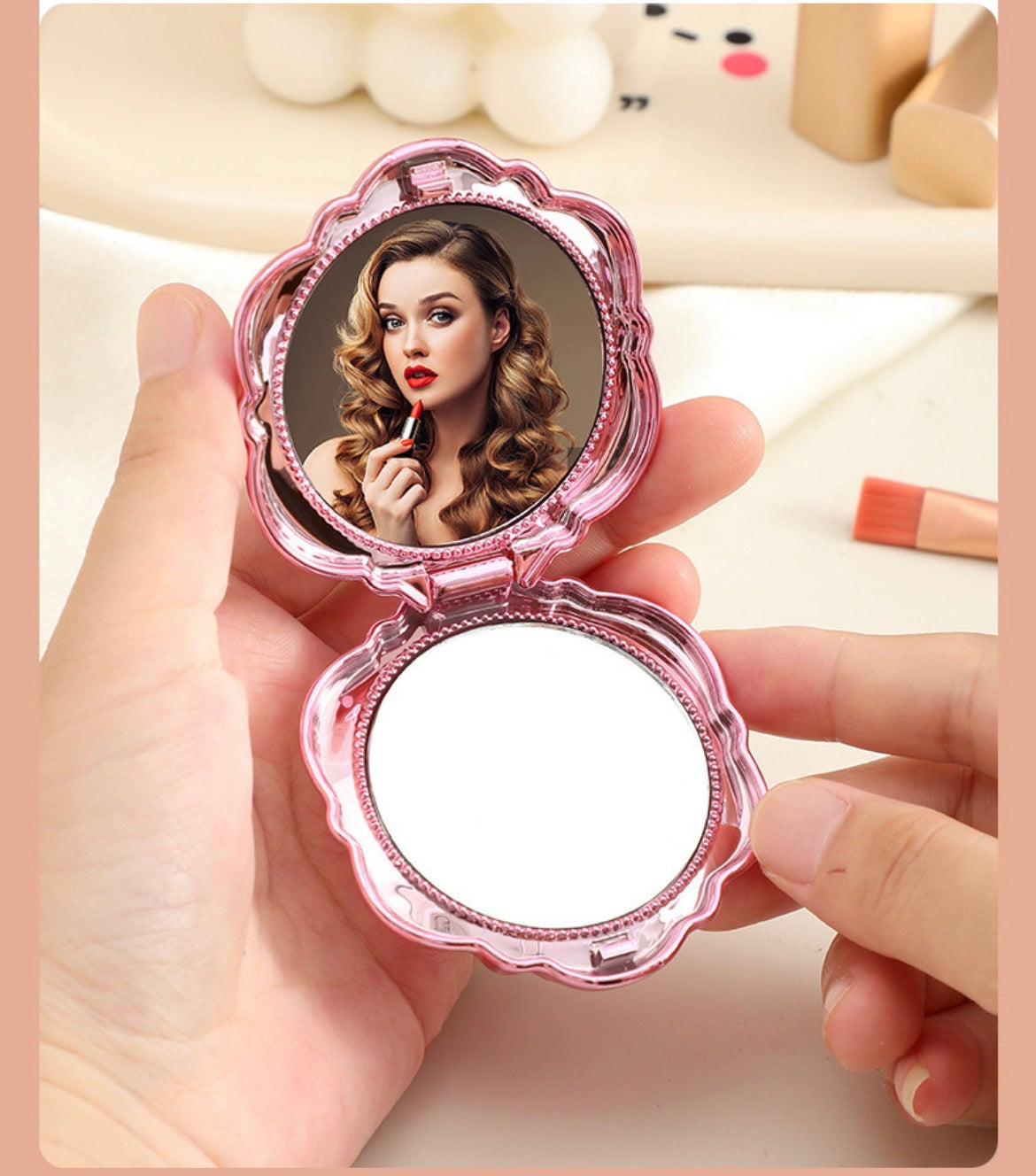 Rose Flower Compact Mirror