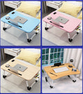 Portable Folding Bed Laptop Table (60x40cm) with Cup Holder & Drawer