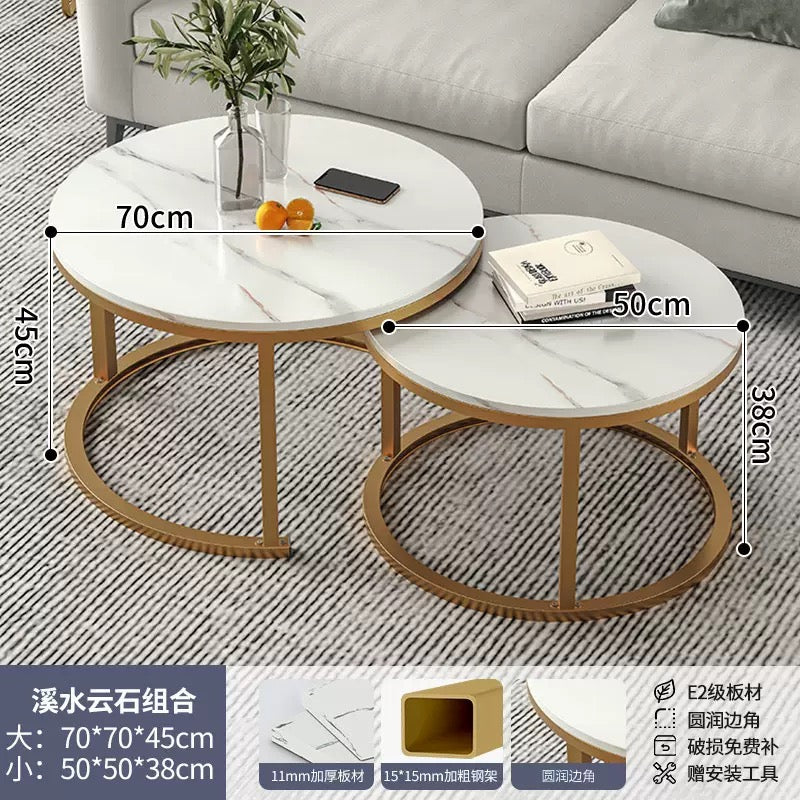 Modern Marble-Style Nesting Coffee Table Set (70x50cm)