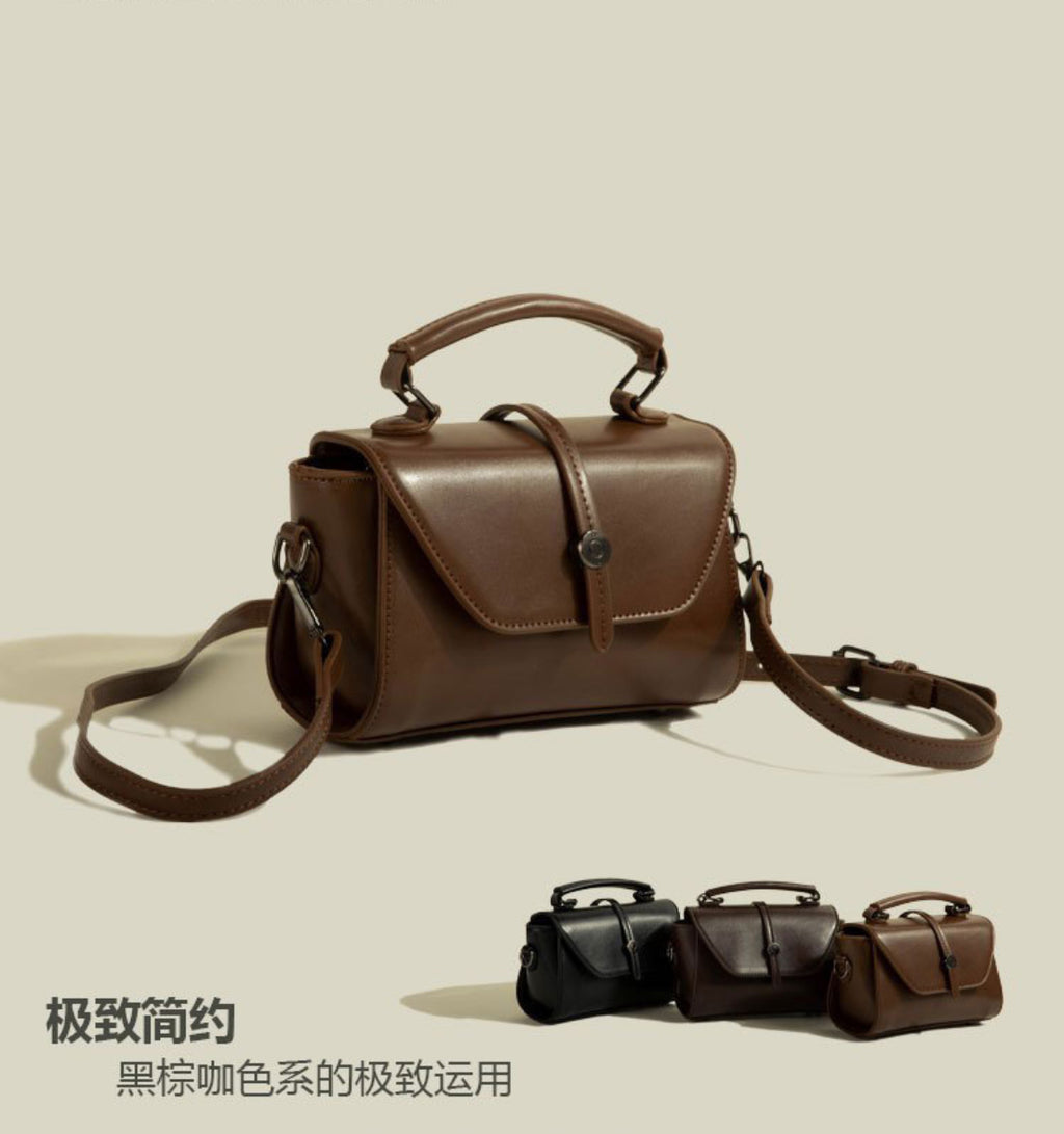 Vintage Structured Mini Top-Handle Crossbody Bag