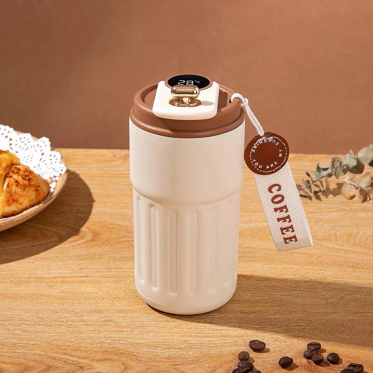 Smart Temperature Display Stainless Steel Coffee Mug (450ml)