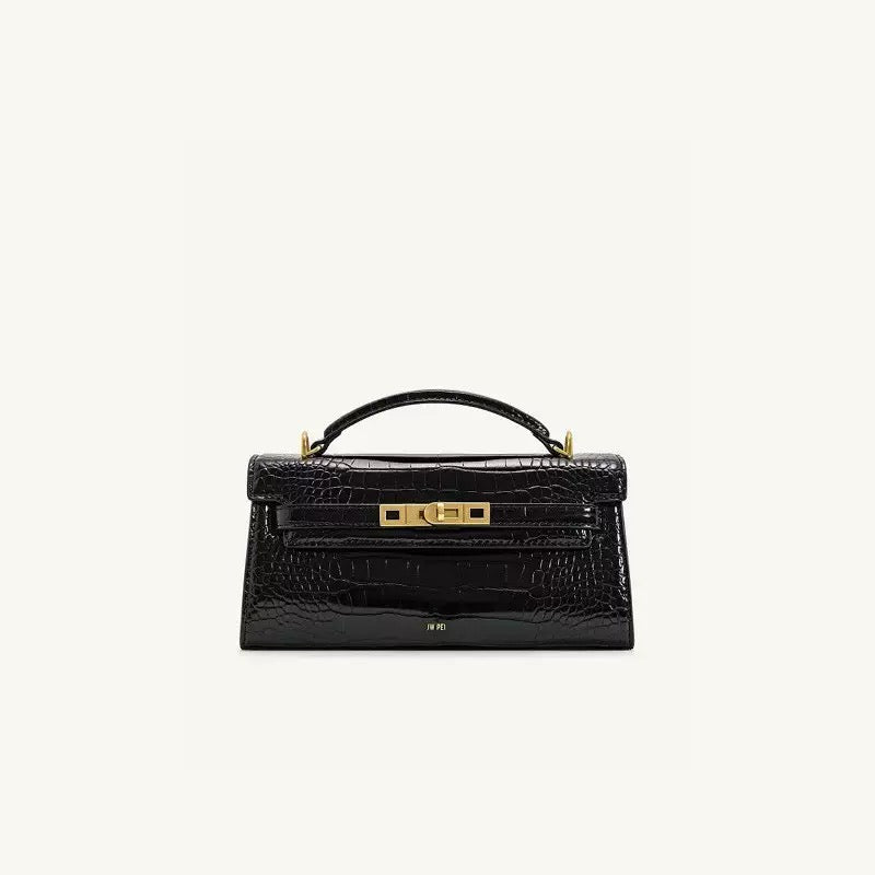 Luxury Mini Top-Handle Shoulder Bag – Croc & Smooth Leather Finish