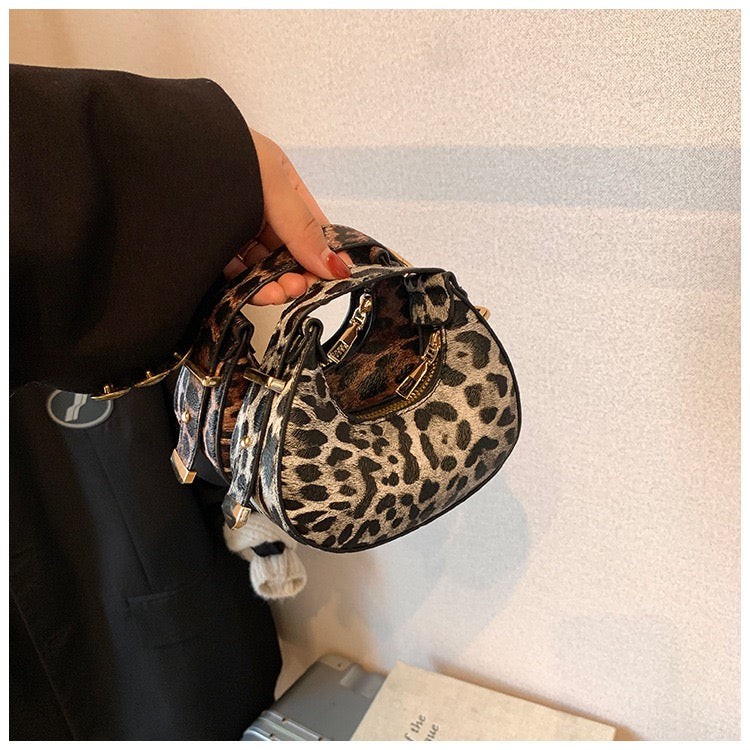 Mini Leopard Print Handbag – Trendy PU Shoulder & Hand Carry Bag