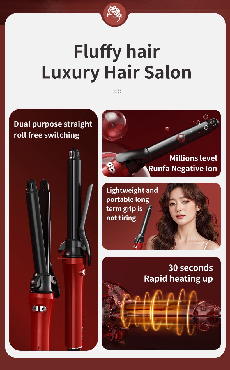 (32mm) 2-in-1 Automatic Hair Curler & Straightener with Adjustable Temperature