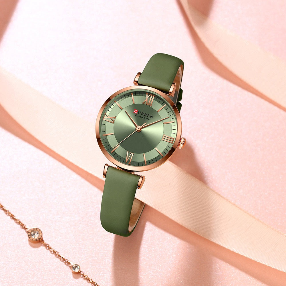 CURREN Women’s Minimalist Roman Dial Leather Watch (Comes Boxed)