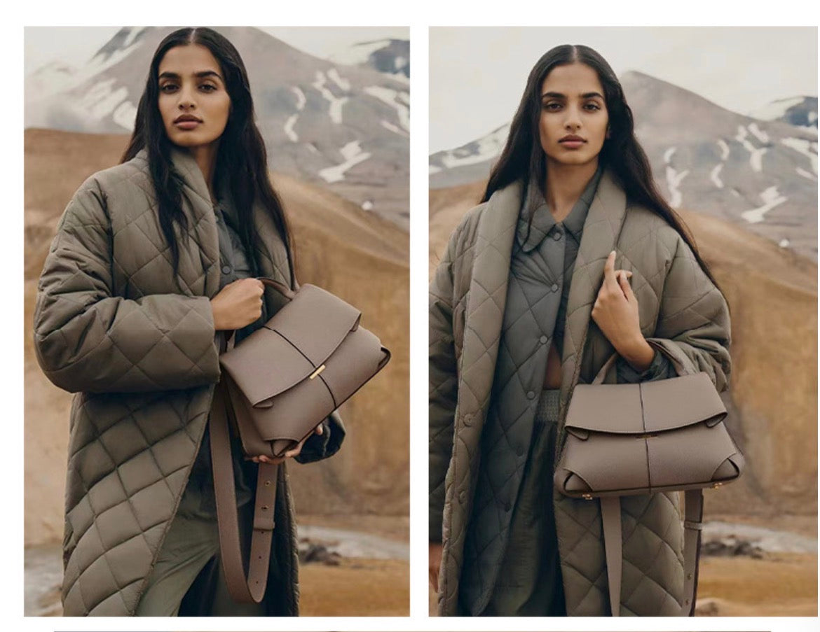 Polène-Inspired Mini Top Handle Leather Handbag (Elegant Flap Design)