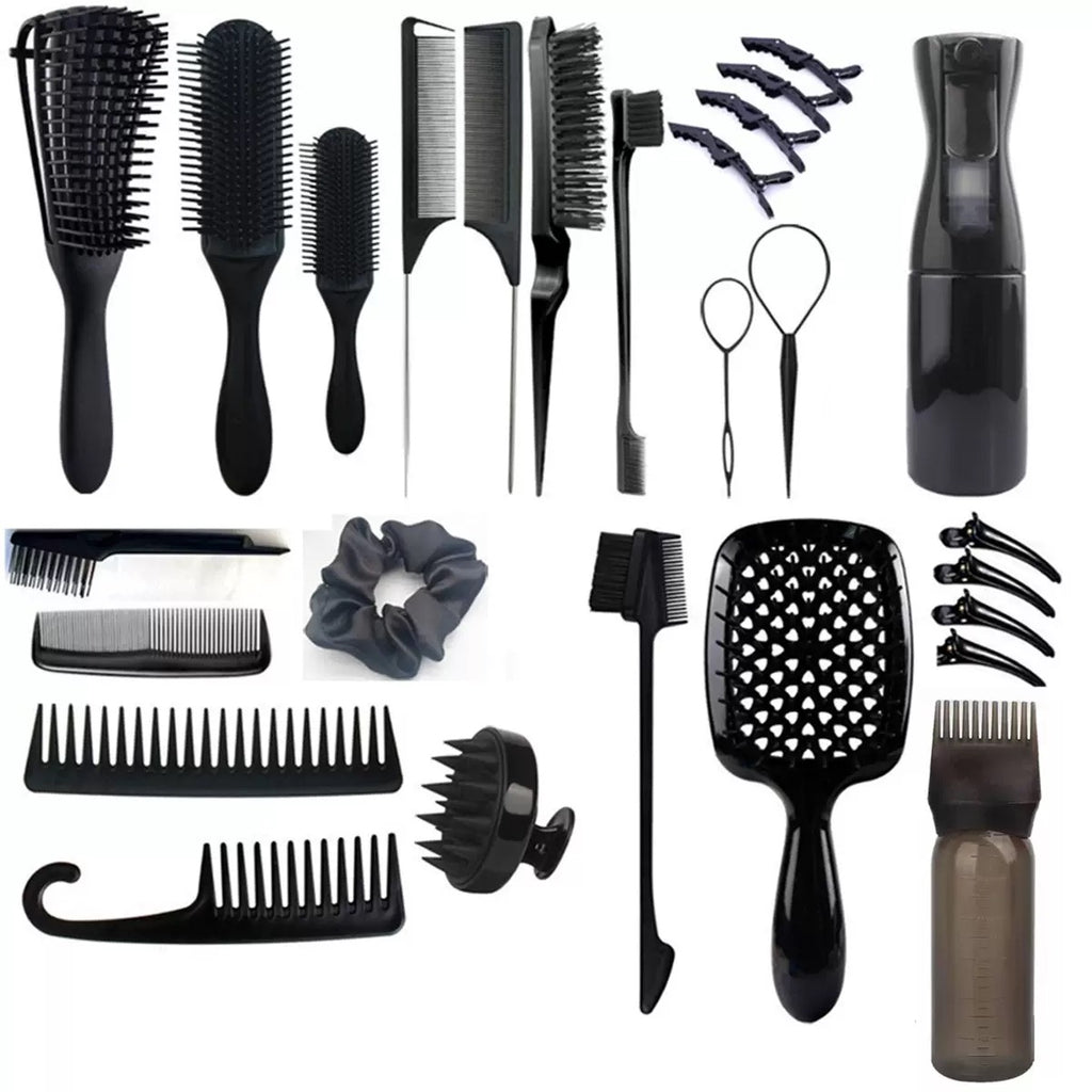 27 Pieces Hair Styling Tool Set with Brushes, Combs, Clips & Spray Bottle