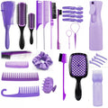27 Pieces Hair Styling Tool Set with Brushes, Combs, Clips & Spray Bottle