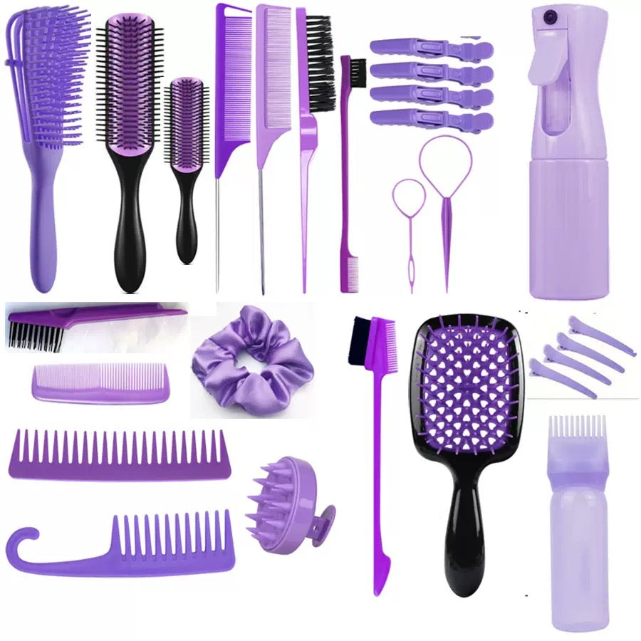 27 Pieces Hair Styling Tool Set with Brushes, Combs, Clips & Spray Bottle