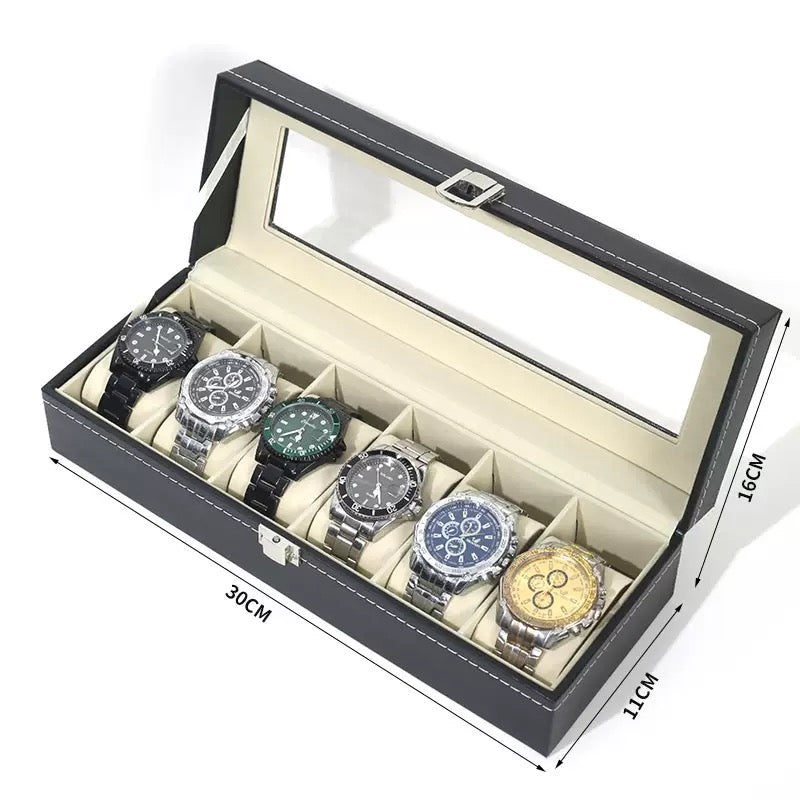 Premium Glass-Top Watch Organizer Case