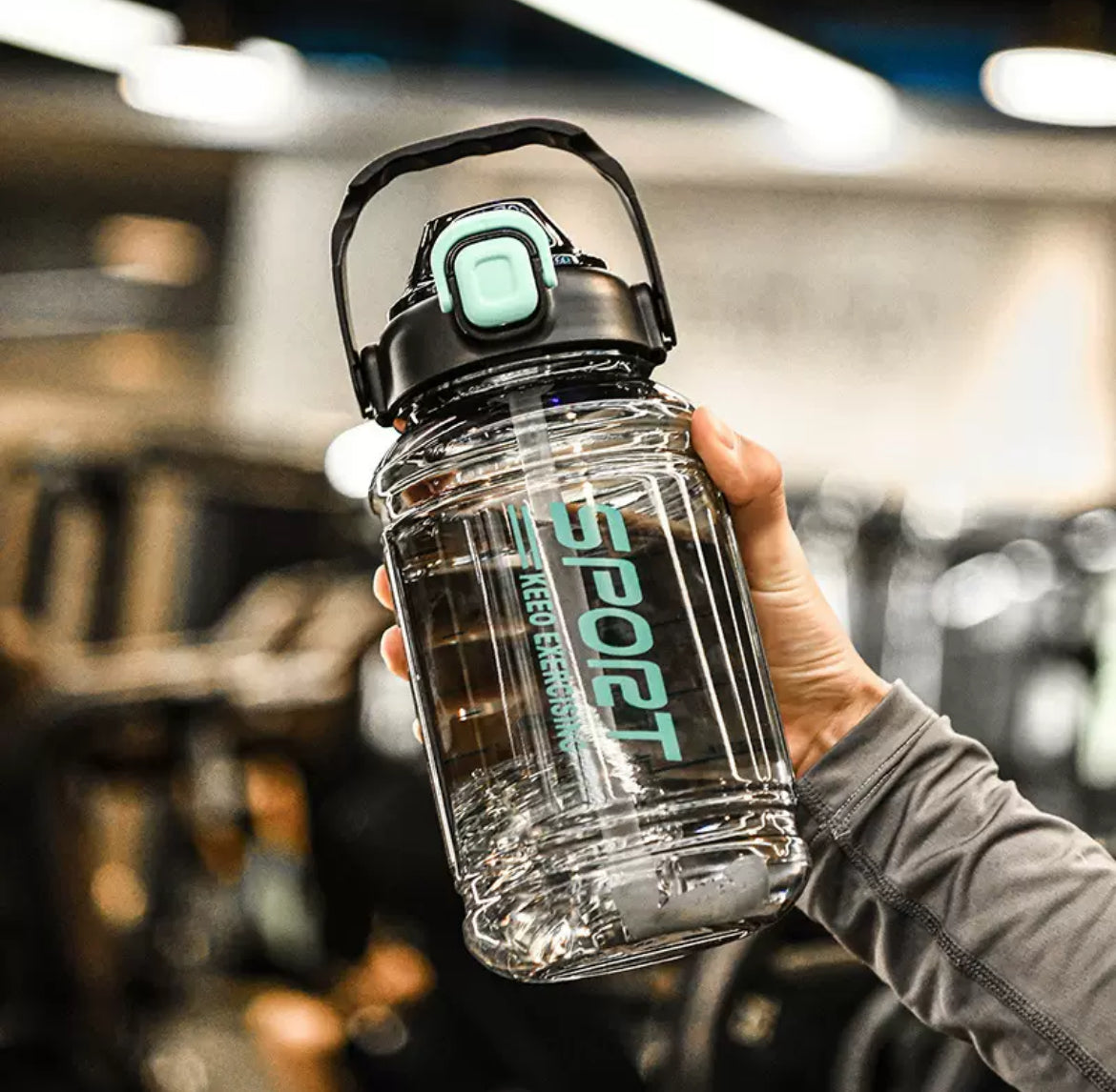 Sports Hydration Water Bottle with Carry Handle & Straw Lid