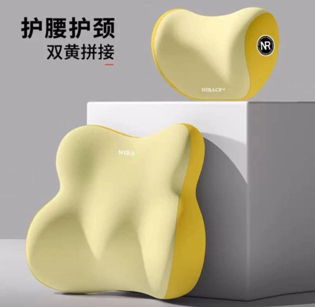 Head Rest + Lumbar Support Memory Foam Car Cushions.